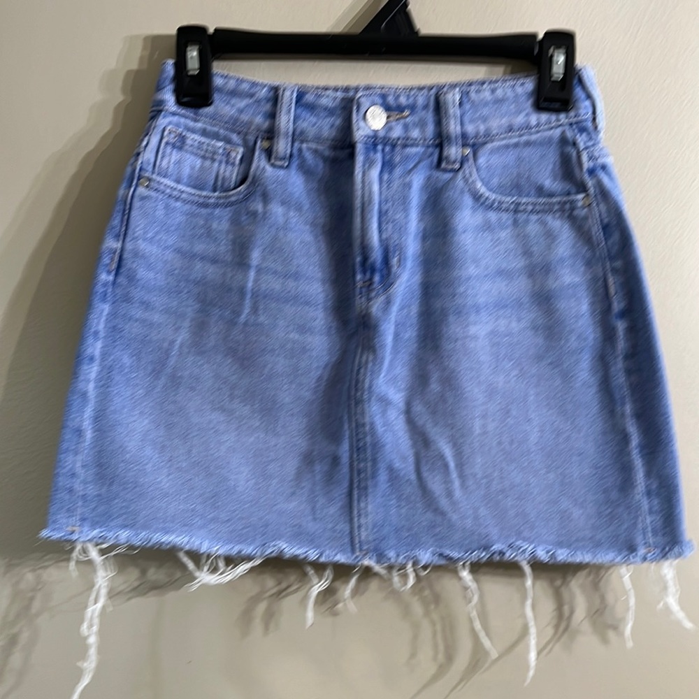 Pacsun Los Angeles light blue distress Jean skirt size 24 waist 12”, length 14